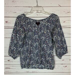 J.CREW Women's XXS Extra Extra Small Blue Liberty Art Fabrics Cute Top Blouse